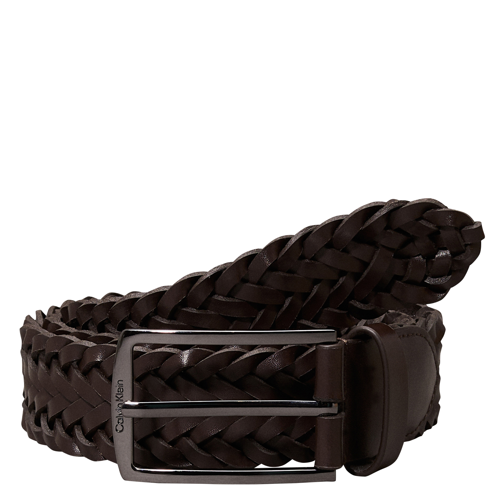 Ceinture en cuir tressé | Marron