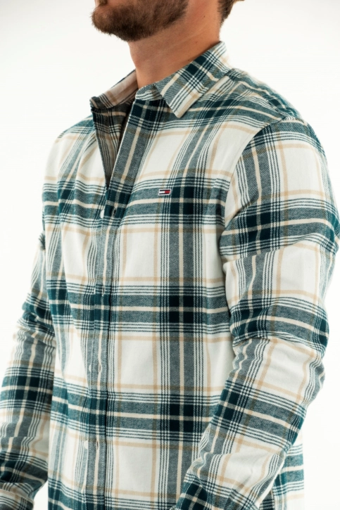 Chemise tommy jeans reg check flanne ybh ancient white check