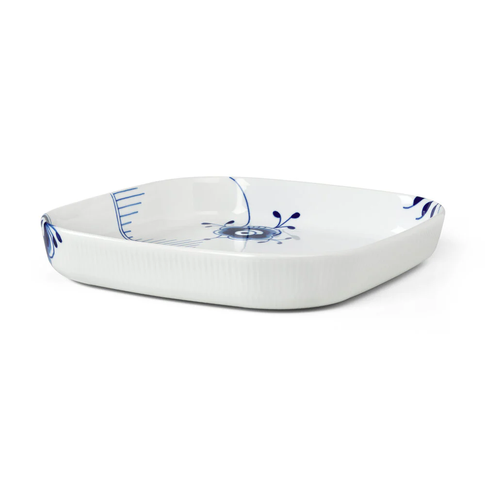 Royal Copenhagen  Blå Mega Riflet ovnfast firkantet fad - 30x30 cm.