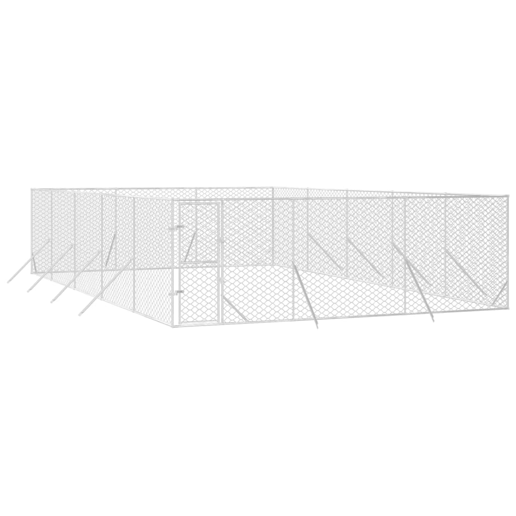 Canil externo para cães vidaXL, aço galvanizado, prata, 2x10x2 m