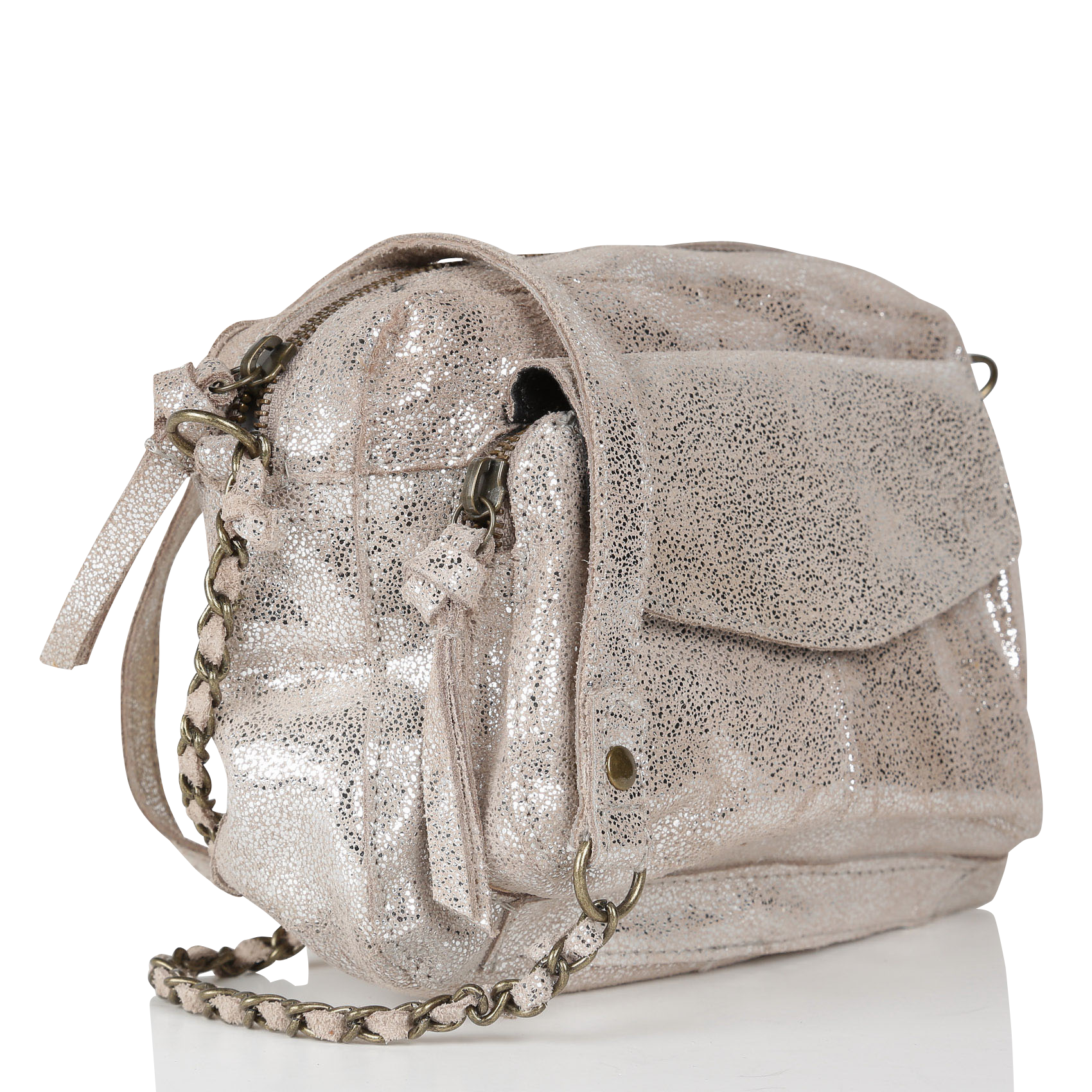 NAINA - Sac bandoulière en cuir | Argent