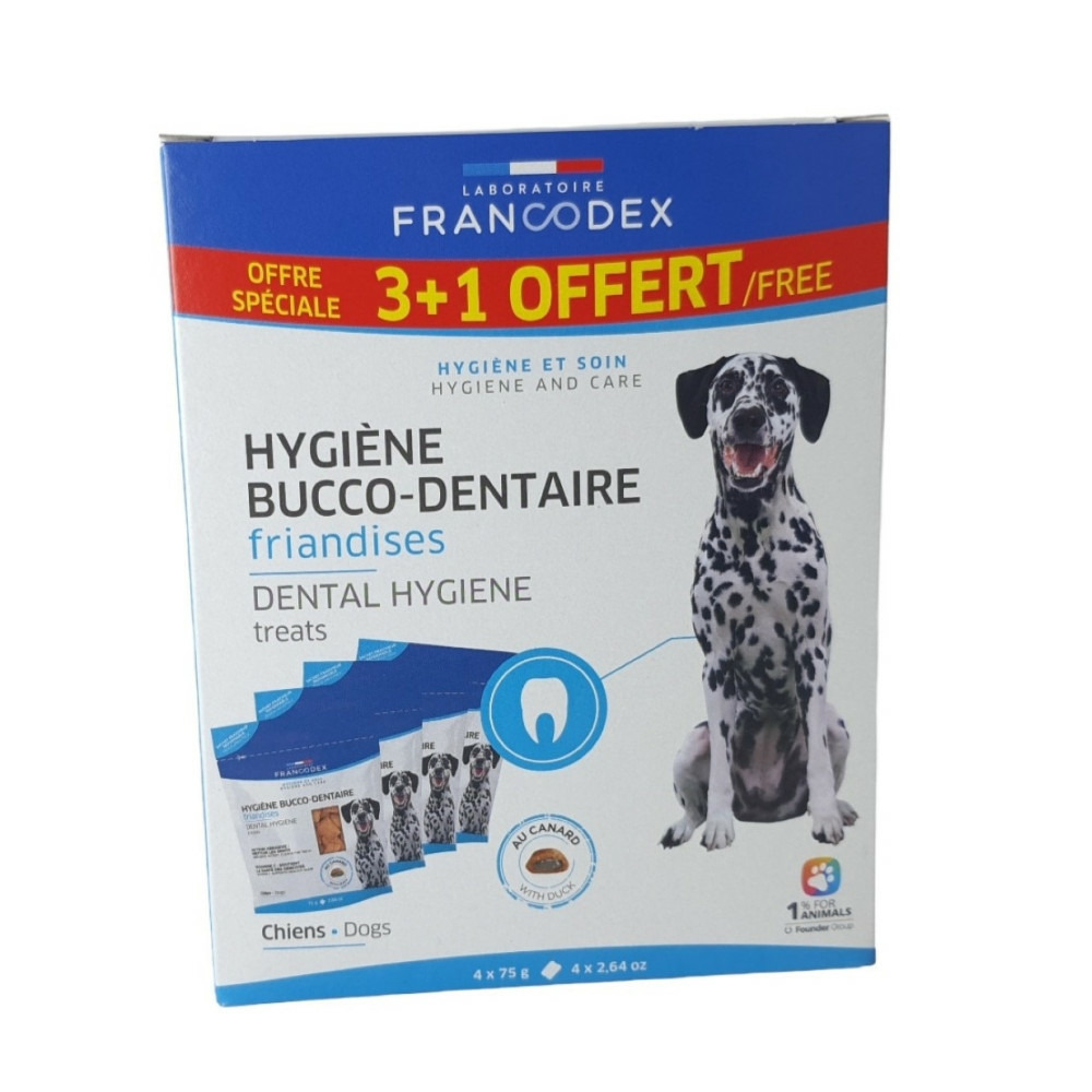 Pack friandises hygiène bucco-dentaire 4 x 75g pour chiens