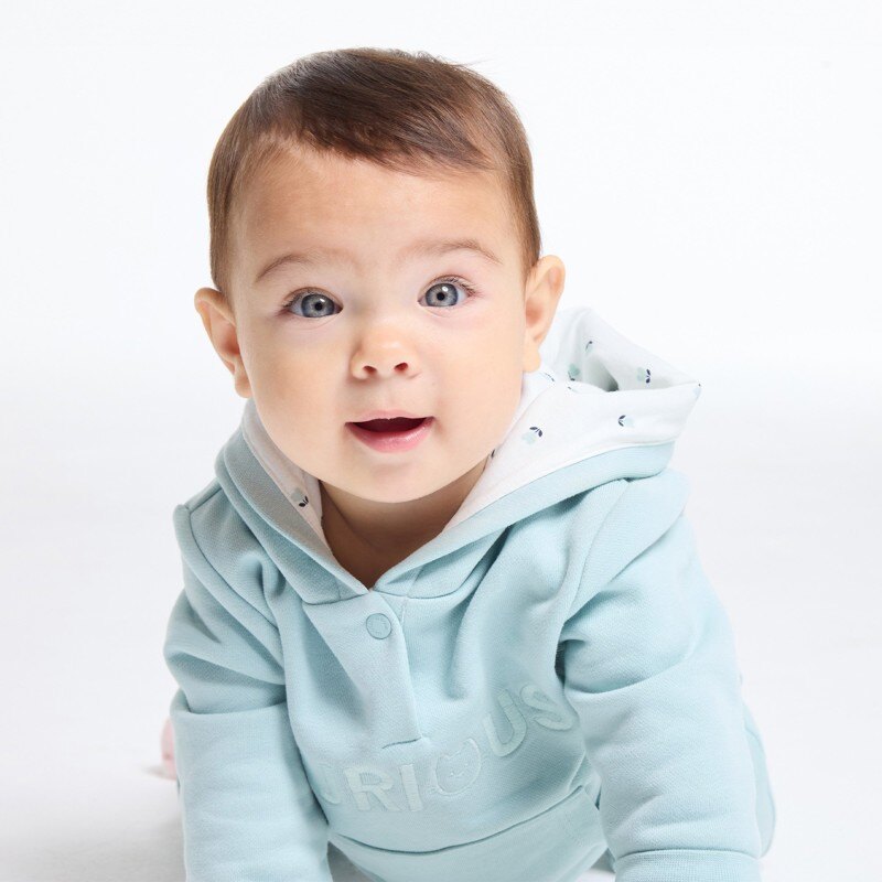 Sweat molleton à capuche brodé vert bébé fille Vert