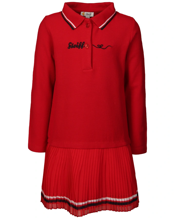Polo-Kleid BEAR TO SCHOOL GIRLS mit Plisseerock in rot