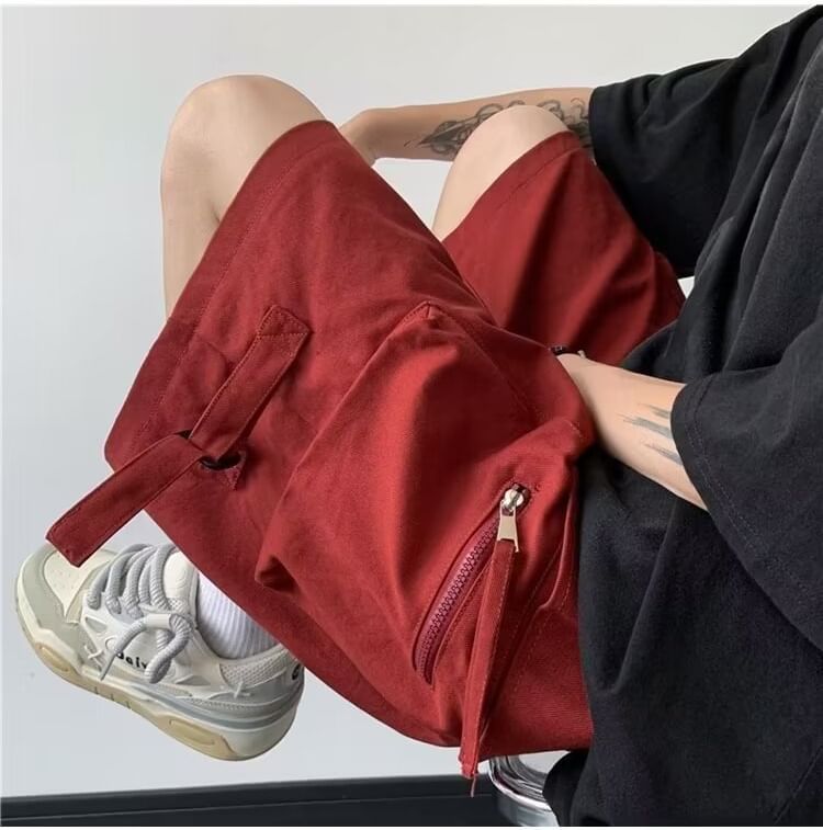 farrahces - Effen cargoshorts met trekkoordtaille