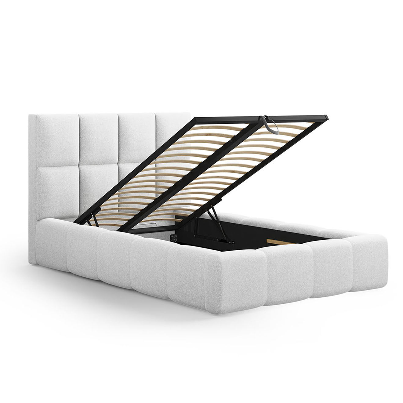 Maison Héritage Lit avec coffre de rangement Isa gris clair froid - 230x165x125 cm
