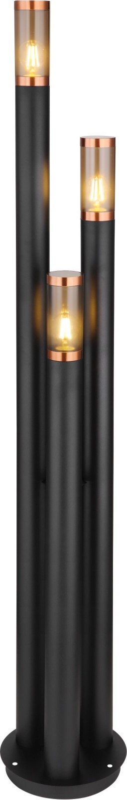 Außenleuchte - schwarz-rauchfarben - 170 cm - 3-flammig