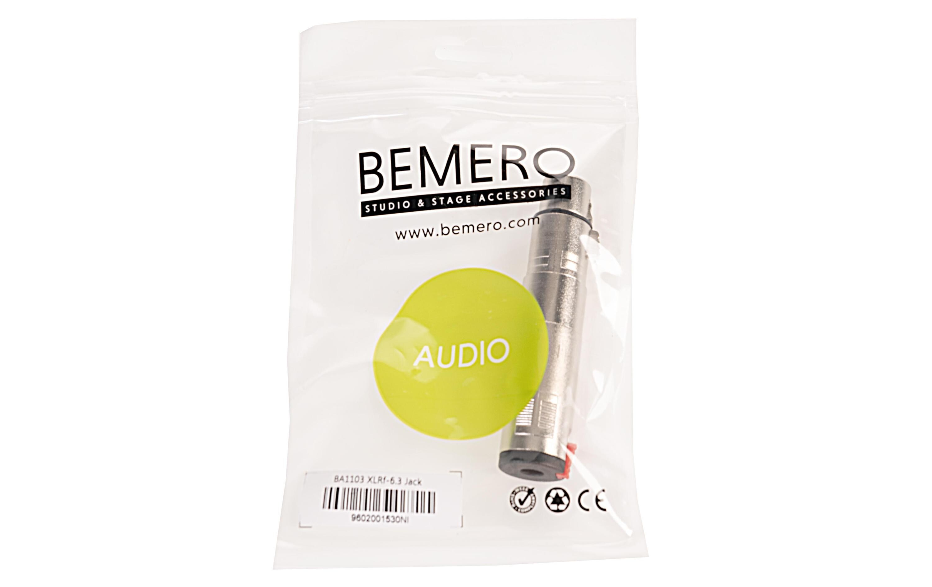 Audio-Adapter BA1103 XLR 3 Pole female - Klinke 6,3mm femaleHochwertiger und robuster Bemero Audio-Adapter