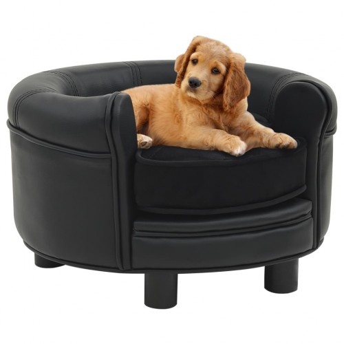 Sofá redondo para cães, preto