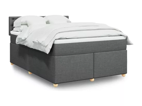 Sommier à lattes de lit avec matelas Gris foncé 160x200cm Tissu
