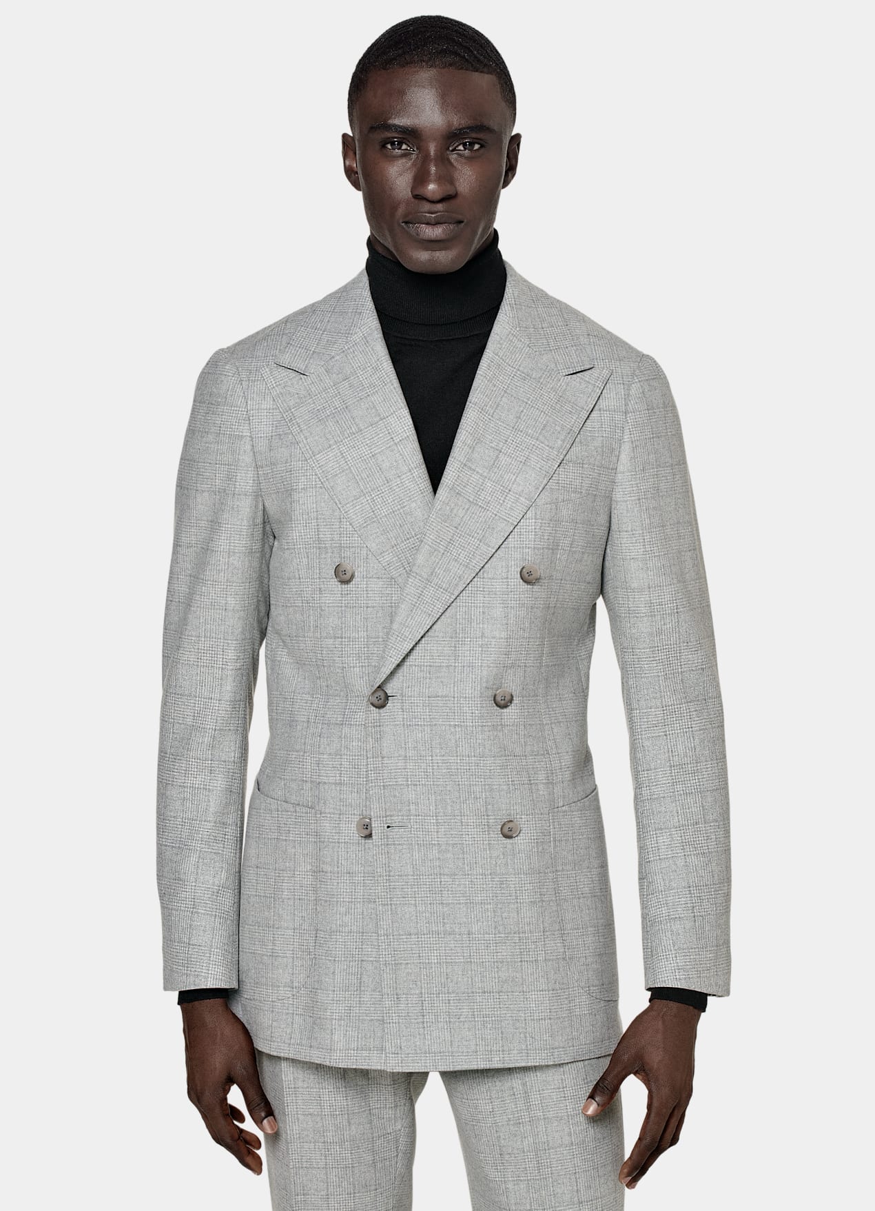 Costume Havana coupe Tailored gris clair à carreaux