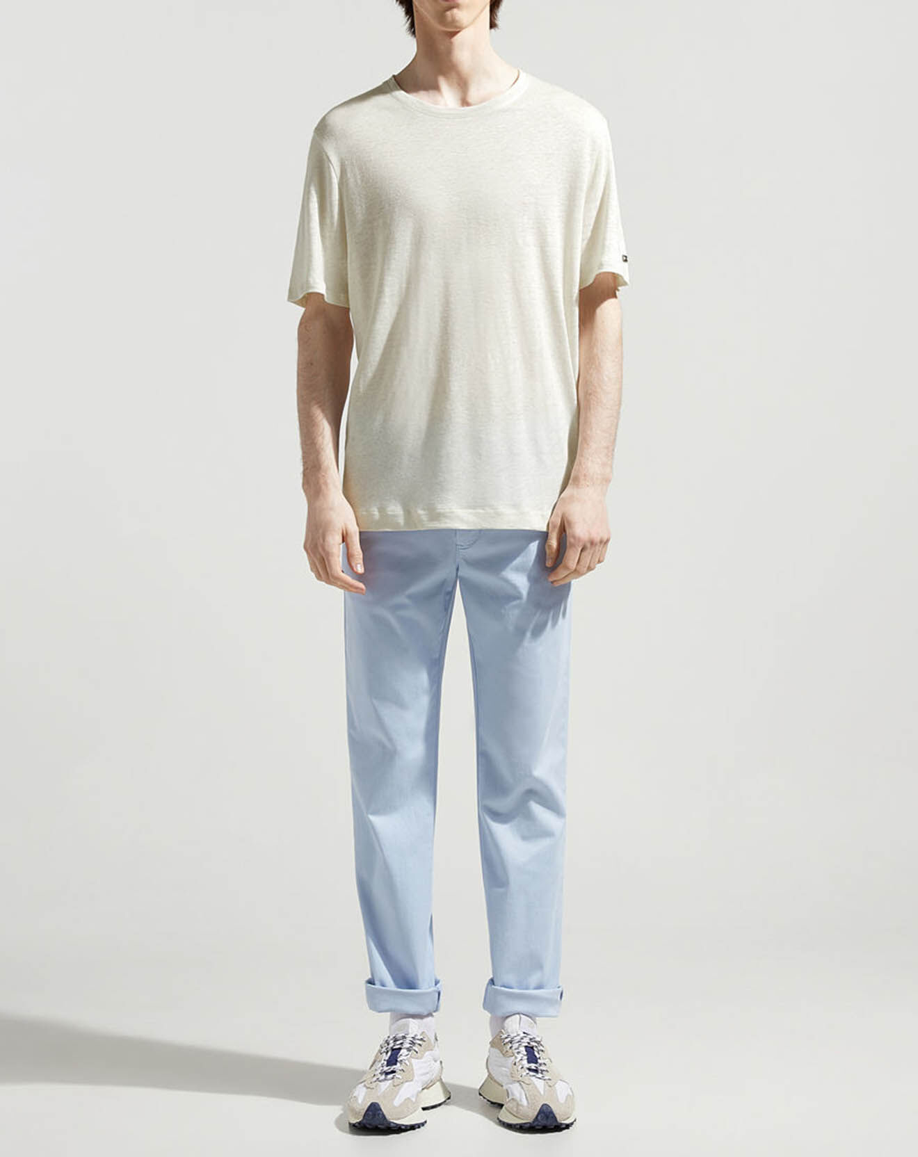 Tommy Hilfiger T-Shirt en Lin mélangé Premium écru