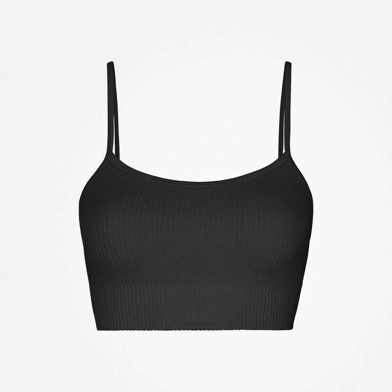 Gerippter Sport-BH aus recyceltem Polyamid Schwarz