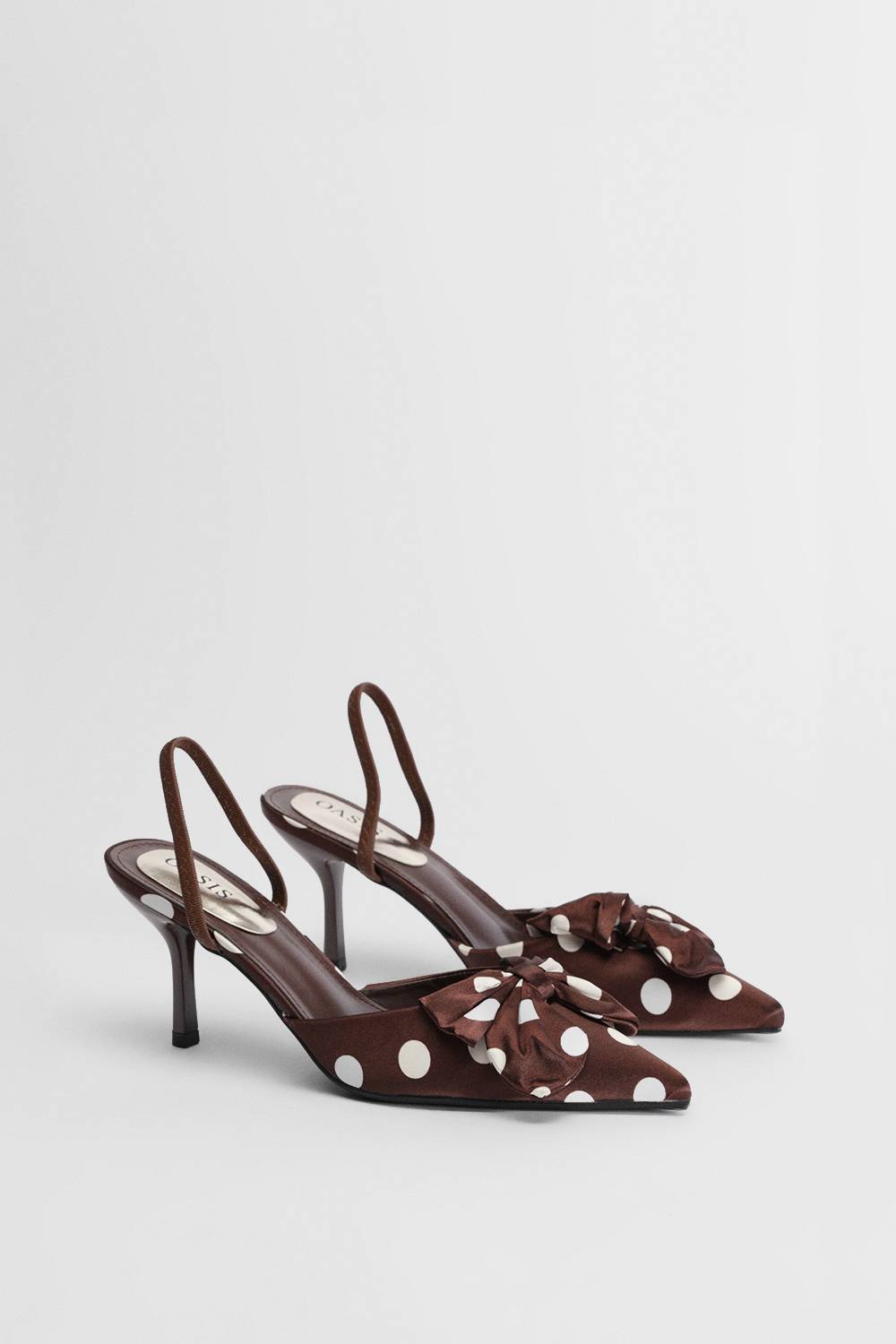 Oasis Escarpins Chantel À Bride Arrière En Satin À Pois Avec Nœud Décoratif