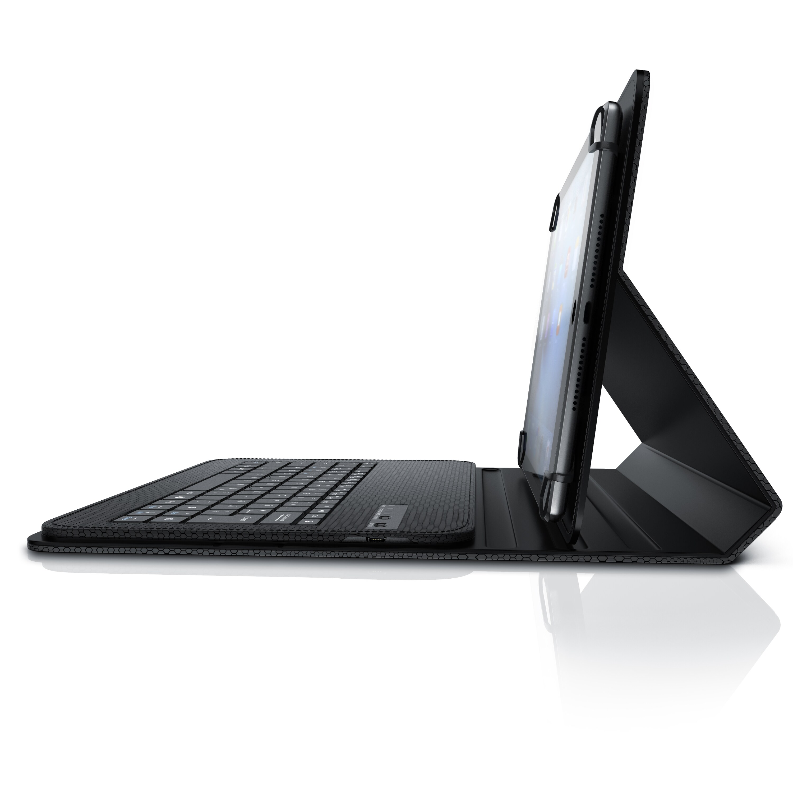 CSL Bluetooth Tastatur mit Schutzhülle, Tablet-Tastatur für 9-12 Zoll Tablets, magnetische Befestigung, Multimedia Funktionstasten, QWERTZ Layout