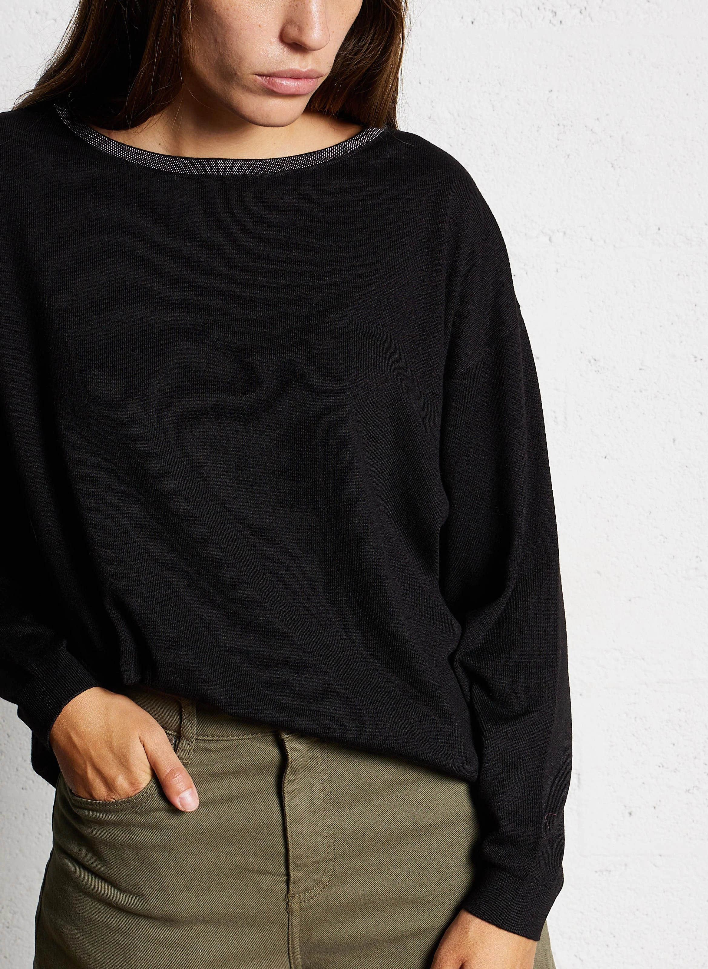 Pull col rond bijou | Noir