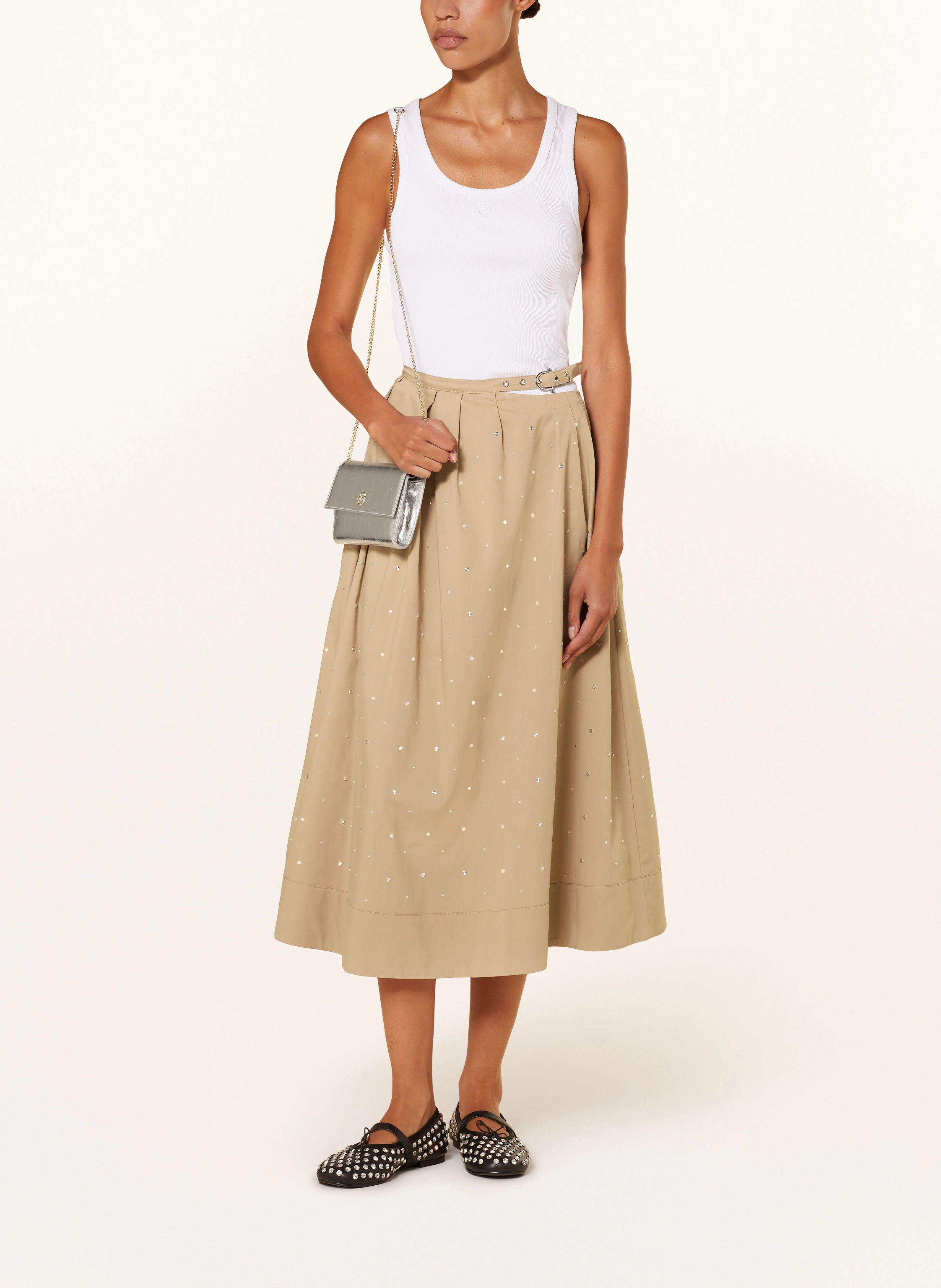 maje Rock mit Cut-out und Schmucksteinen