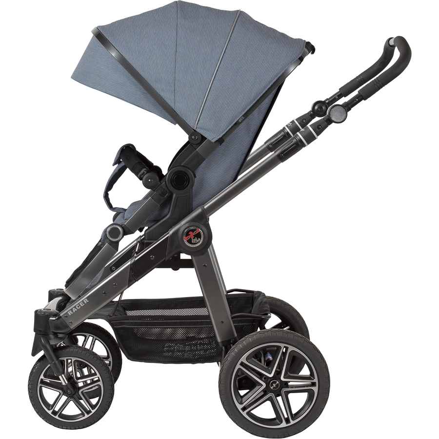 Hartan Kinderwagen Racer GTX mit Handbremse Casual Collection hearts (914) Gestellfarbe platin