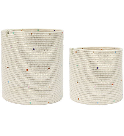 OYOY Aufbewahrungskörbe - 2er-Pack - Cotton Seil - Konfetti - Me