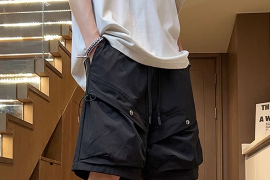 Giuliana - Effen cargoshorts met trekkoordtaille