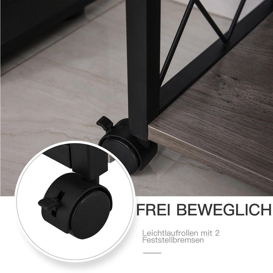 HOMCOM Mobiler Beistelltisch mit Schublade grau