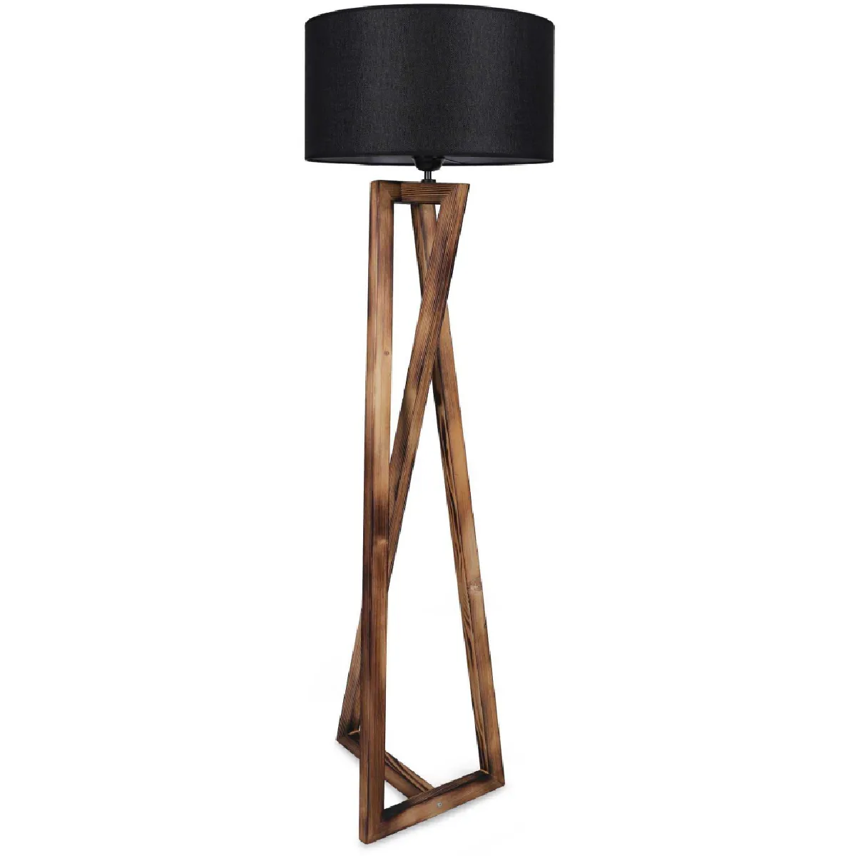 Hanah Home Lampadaire en Bois - Noyer/Noir