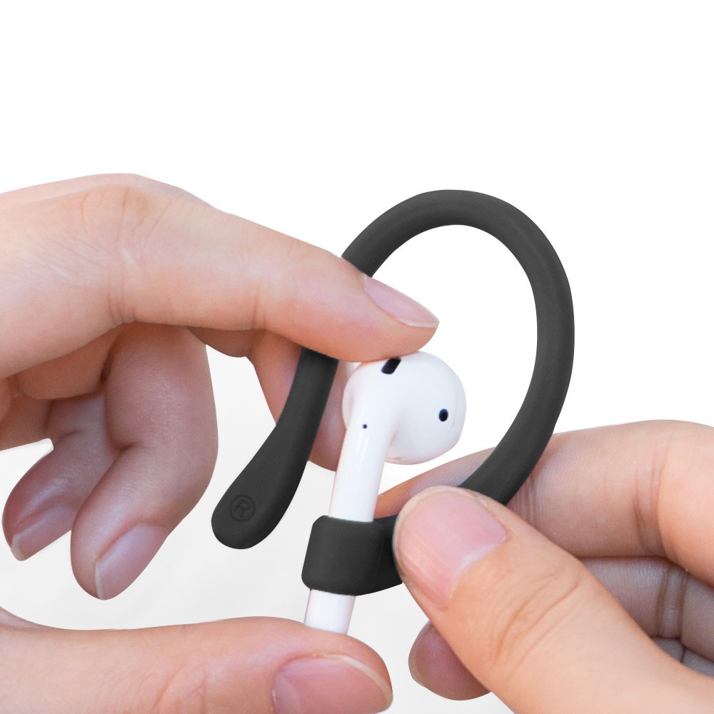 AirPods Pro / Pro 2 / AirPods (1./2./3. Gen.) Silikon Ohrbügel Halterung   Schlüsselring (Magnetisch) - Schwarz