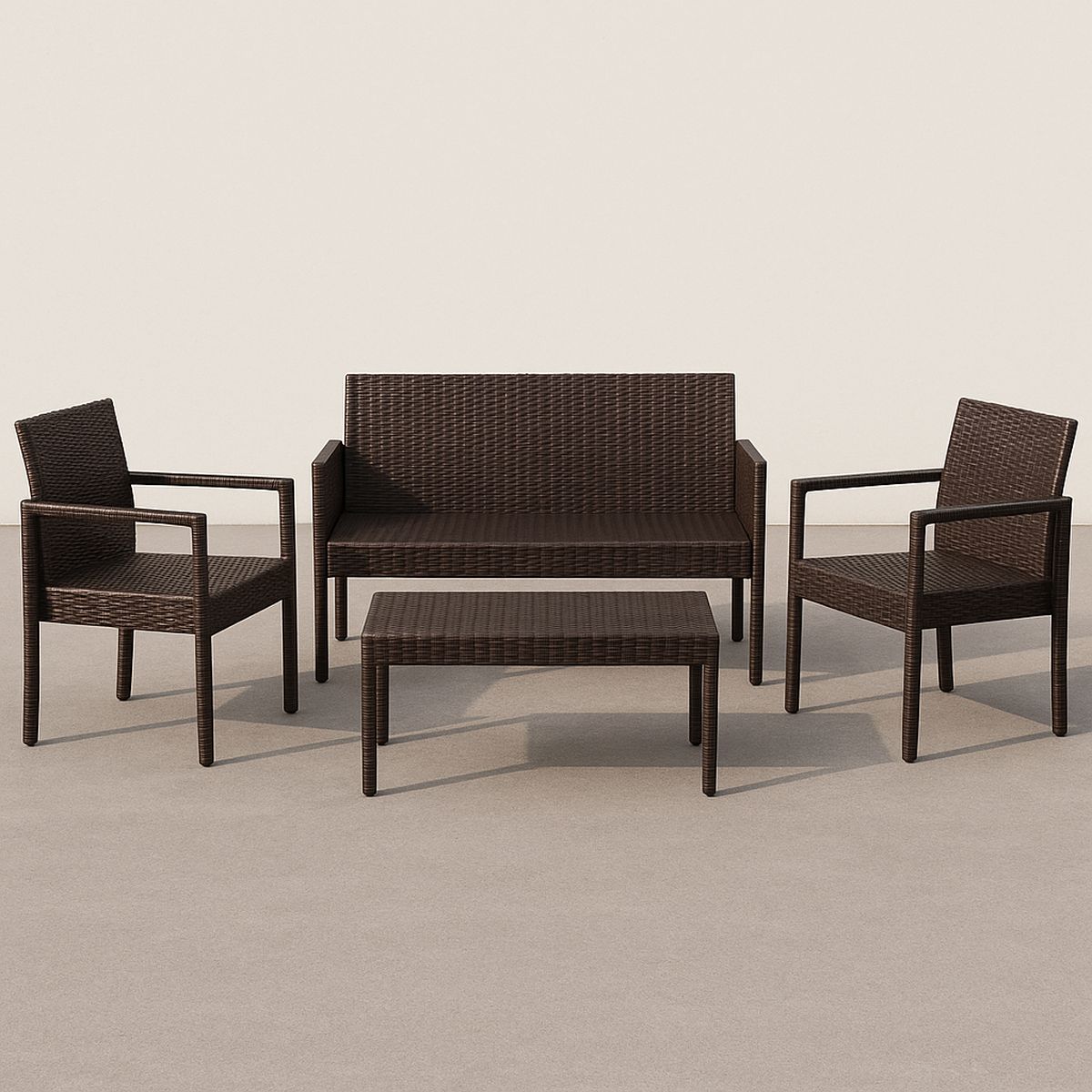Gartenmöbel Set Polyethylen Rattan Braun Tisch Stühle Sofa