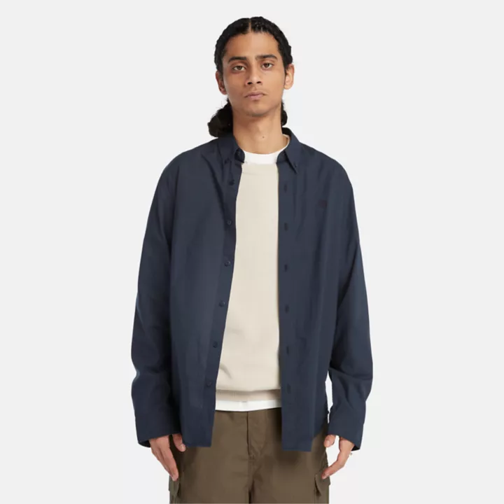 Chemise en popeline pour homme en bleu marine