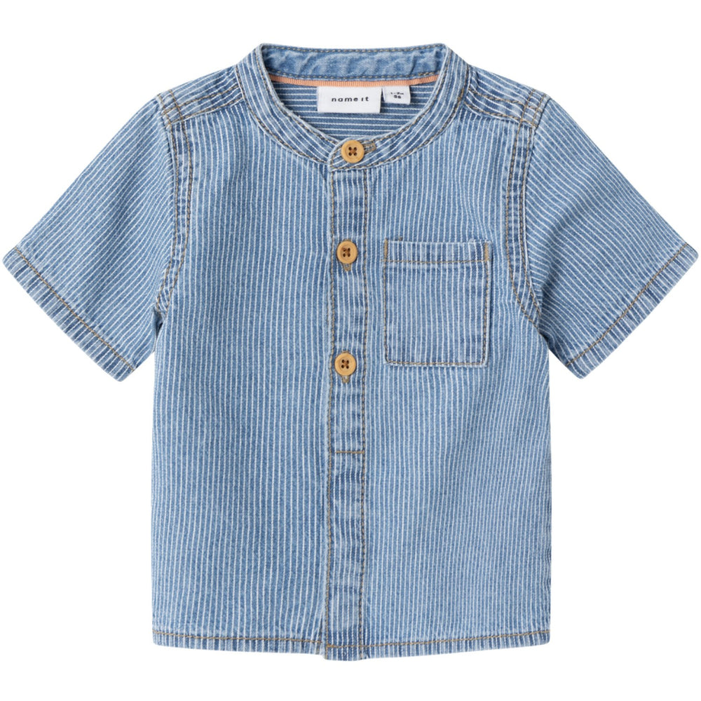 Køb Name It Light Blue Denim Leo Stripe Denim Skjorte