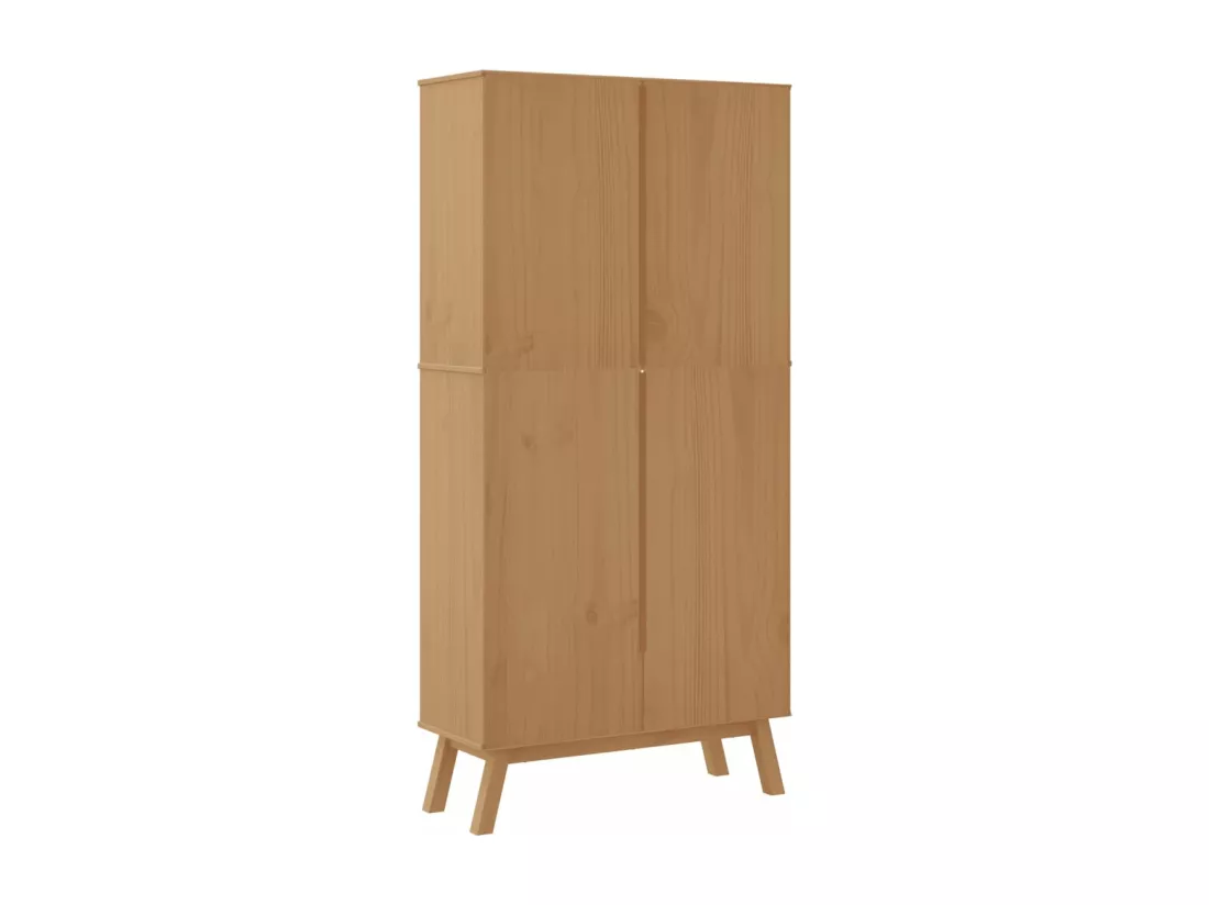 Bibliothèque à 4 niveaux OLDEN marron bois de pin massif