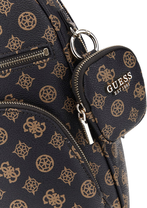 GUESS POWER PLAY LARGE TECH BACKPACK Mocha logo