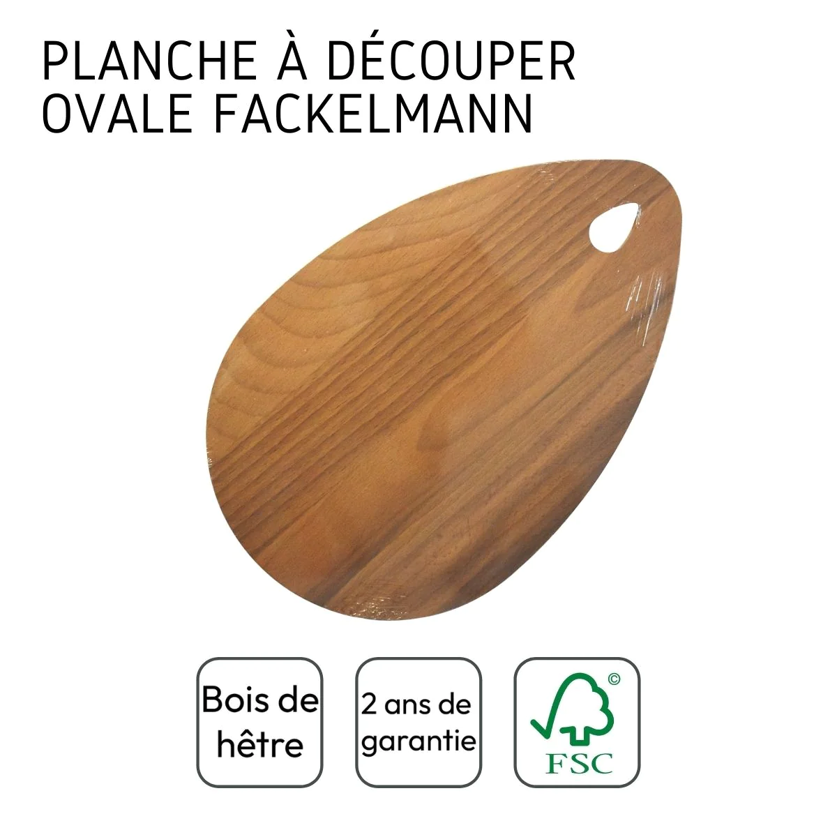 Planche à découper ovale, hêtre foncé 21 x 12 cm Wood Edition Fackelma
