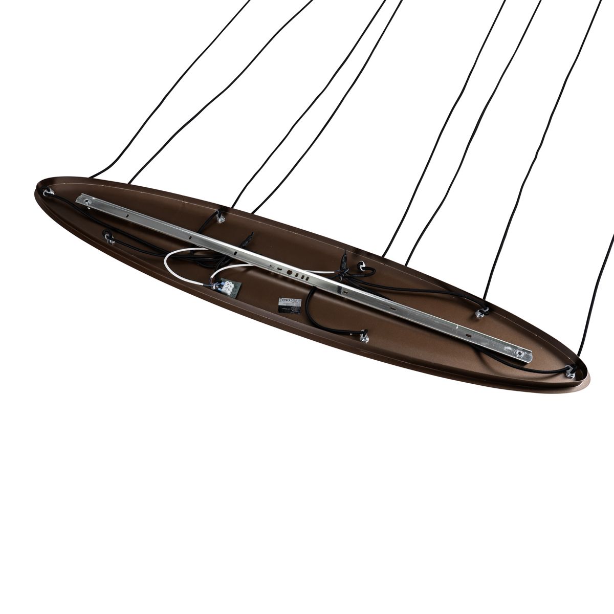 Art Deco hanglamp donkerbrons met amber glas ovaal 8-lichts - Sandra
