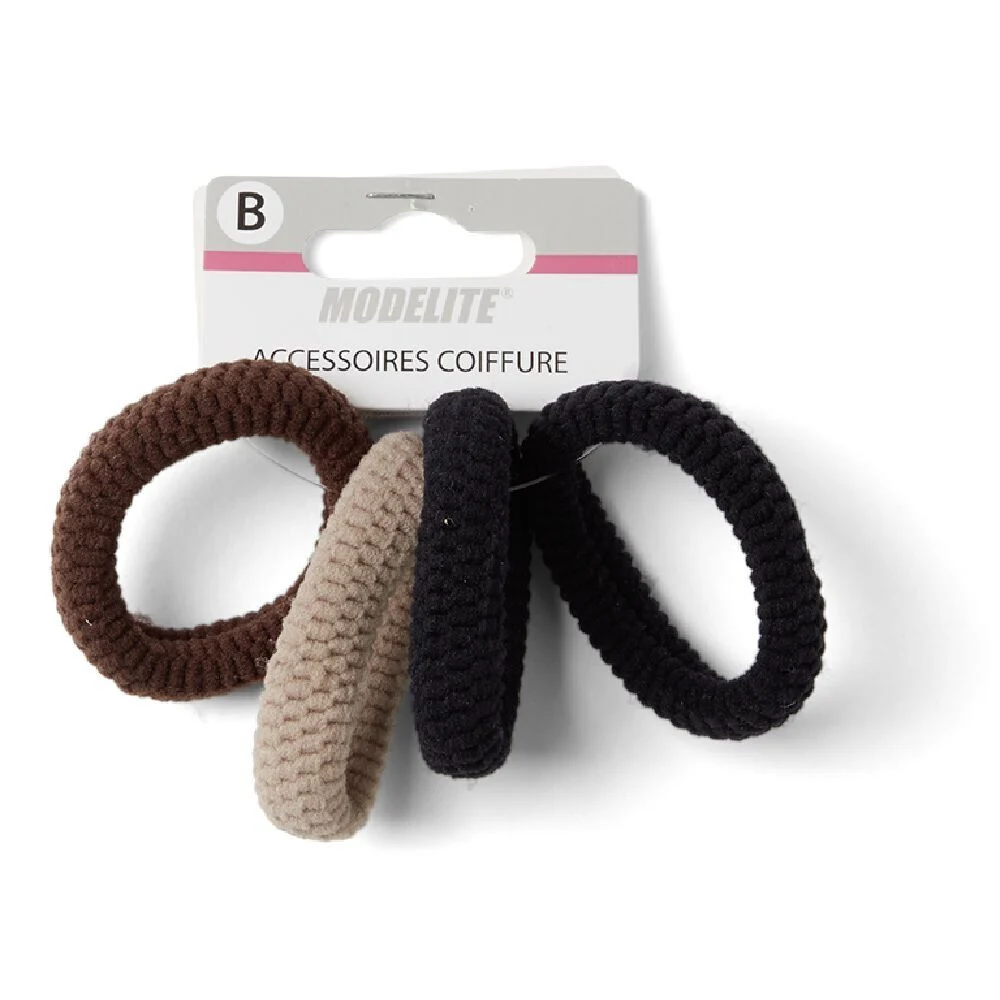 Lot de 4 élastiques à cheveux mousse polyester tricolore