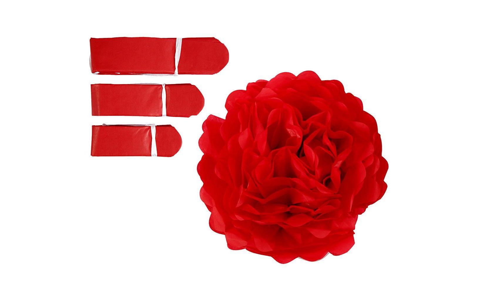 Pompons 20 + 24 + 30 cm 3 StückPapier-Pompons rot