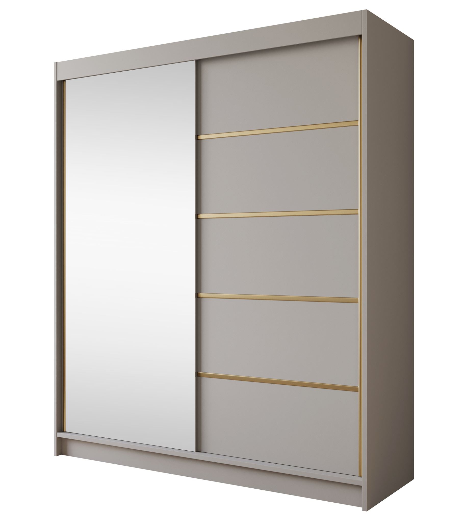 Eagle - Kledingkast met spiegel - Beige - 180x58x215 cm