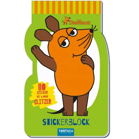 Trötsch Stickerblock Die Maus 110 Sticker mit und ohne Glitzer