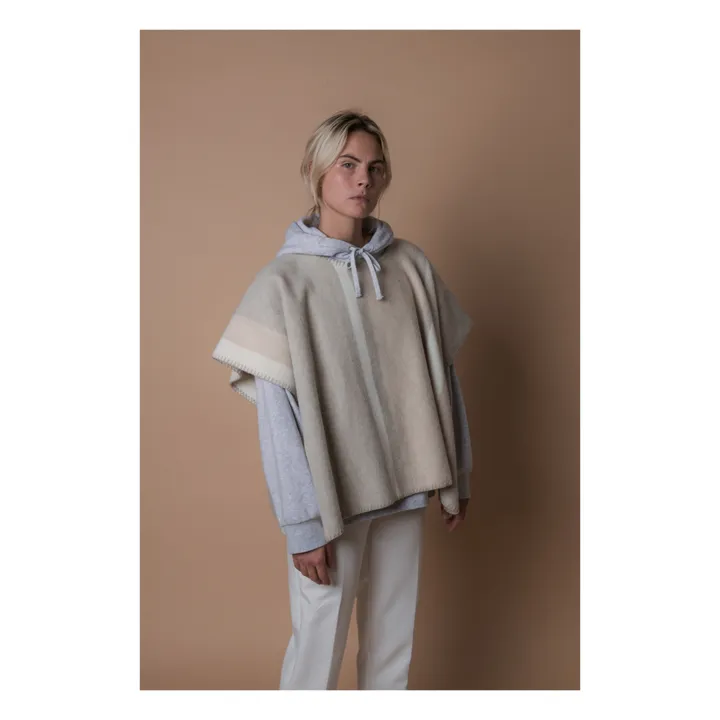 La Méricaine Poncho Long Mothearl Laine Recyclée | Beige