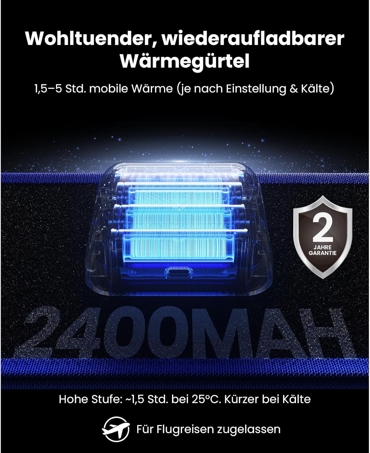BOB AND BRAD ThermoRed Infrarot Wärmegürtel Rücken mit Rotlicht & Massage - Elektrischer Rückenwärmer mit Tiefenwärme (660nm/850nm), Massagegürtel zur Linderung von Verspannungen für Büro & Alltag