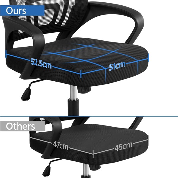 Yaheetech 2x Bürostuhl ergonomischer Drehstuhl mit Netzrücken Bürodrehstuhl Office Chair Höhenverstellung und Wippfunktion Schwarz