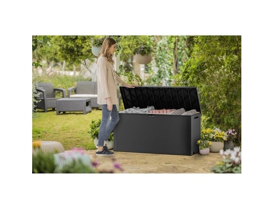 HABITAT ET JARDIN - Coffre de jardin résine emily - 270l - 118 x 45 x 57 cm - gr...