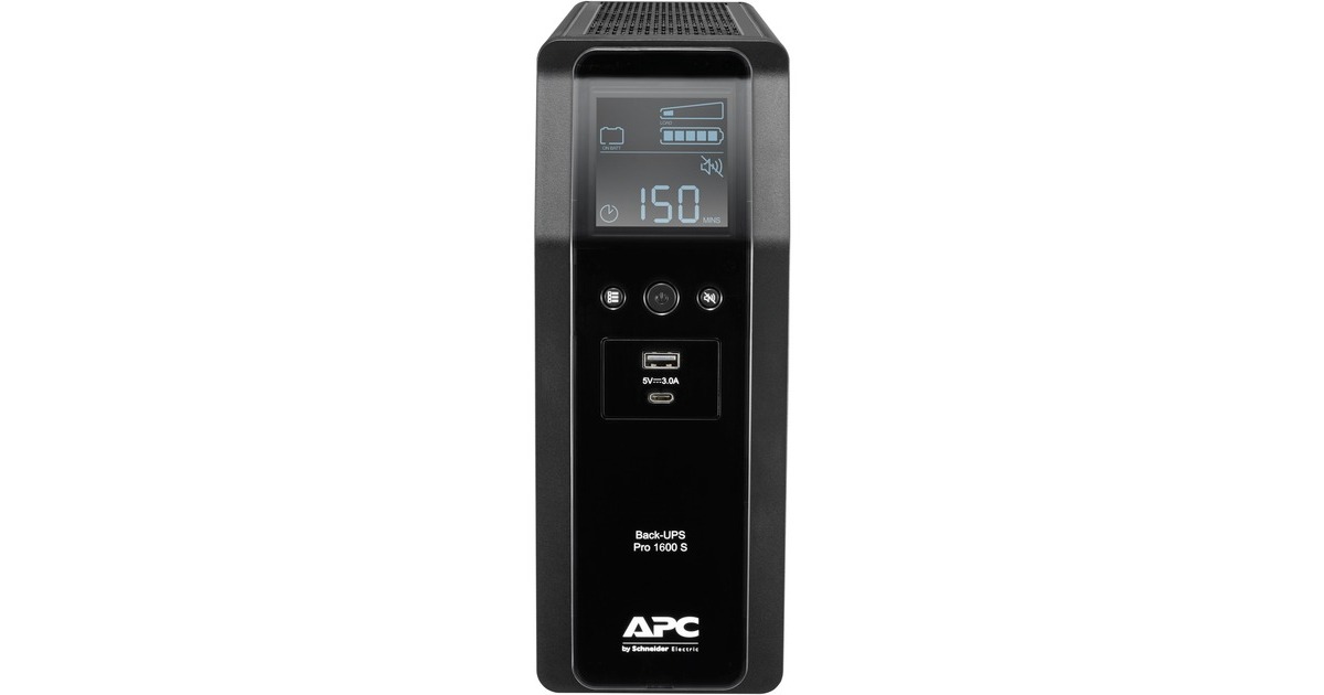 APCBack-UPS PRO BR1600SI - Noodstroomvoeding ups  (Zwart, 8x C13 uitgang, 2x USB charger (type A & C), 1600VA, USB dataport)