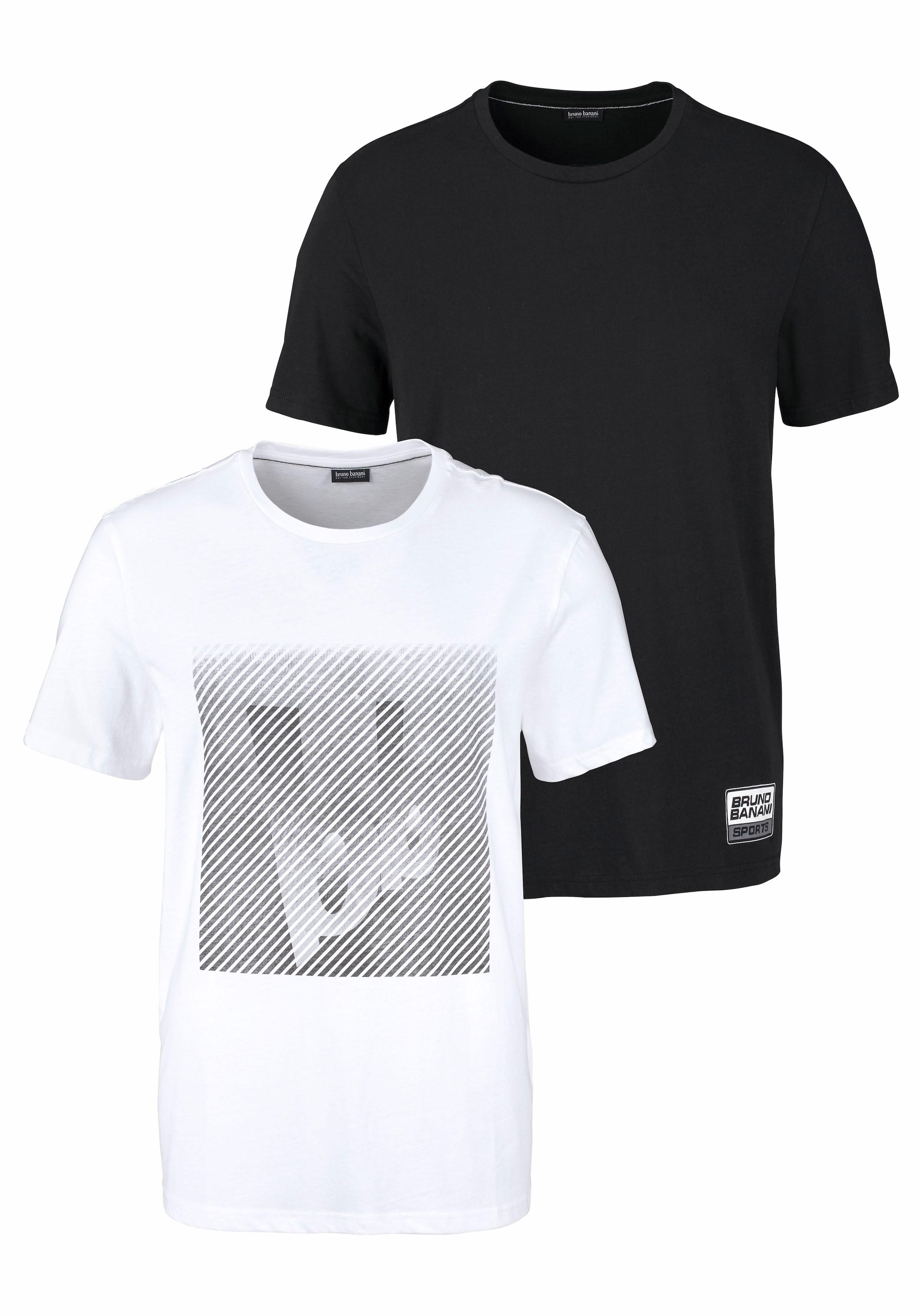 Bruno Banani T-Shirt, 2er-Packer Spar-Set, Kurzarm,  schmal geschnitten,  aus Single Jersey