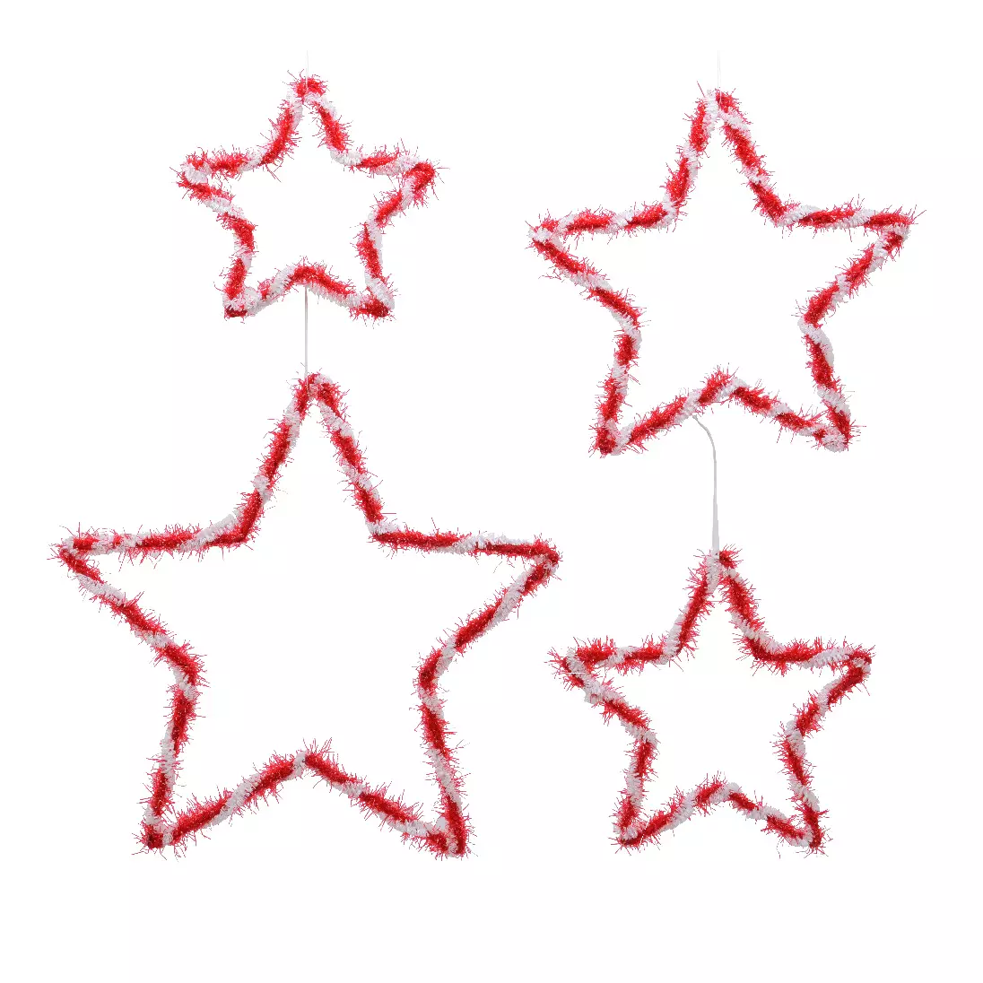 Lot de 4 étoiles de Noël à suspendre (H38 cm) Star Rouge
