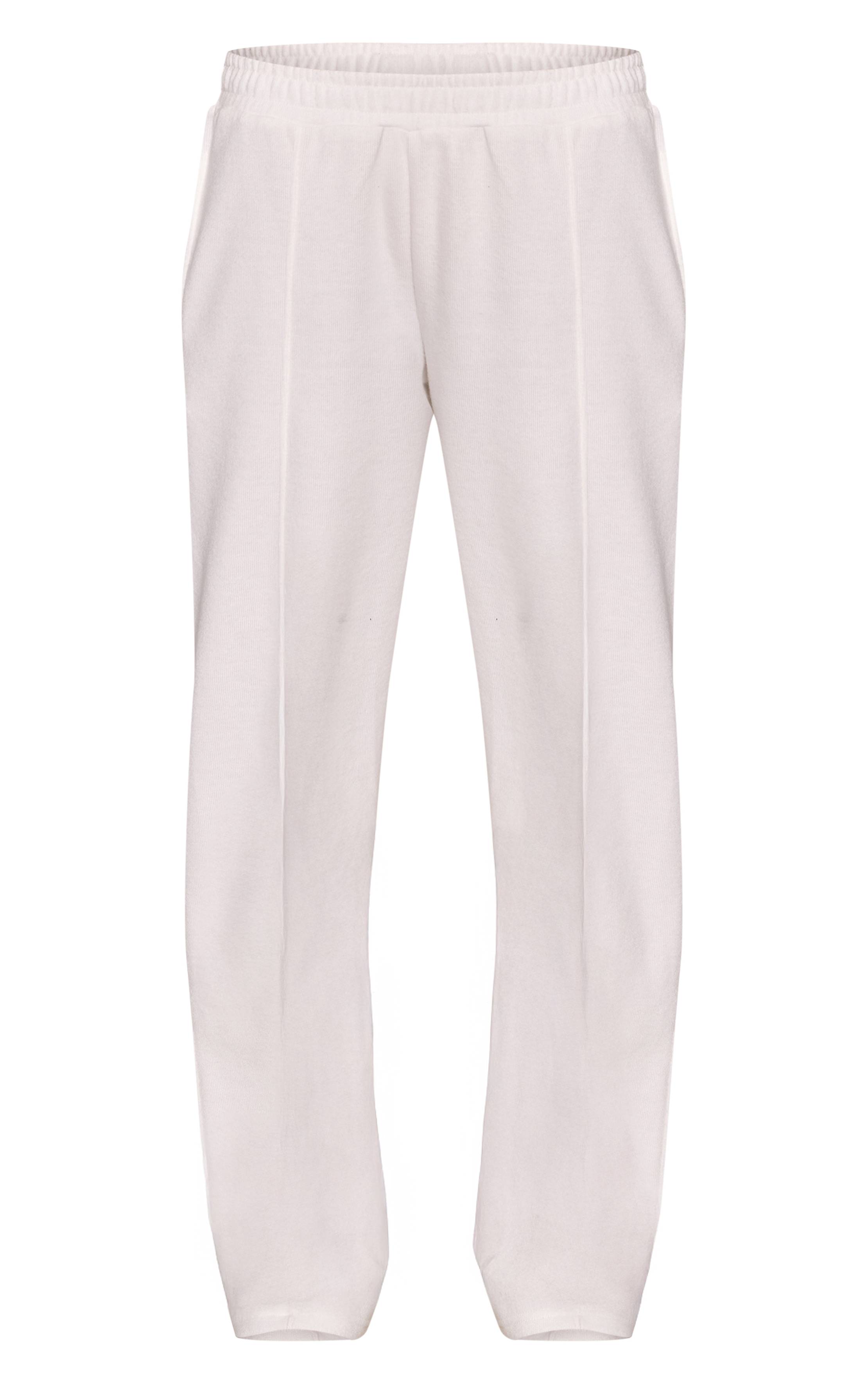 Crème Pantalon De Jogging Droit En Maille Côtelée Douce