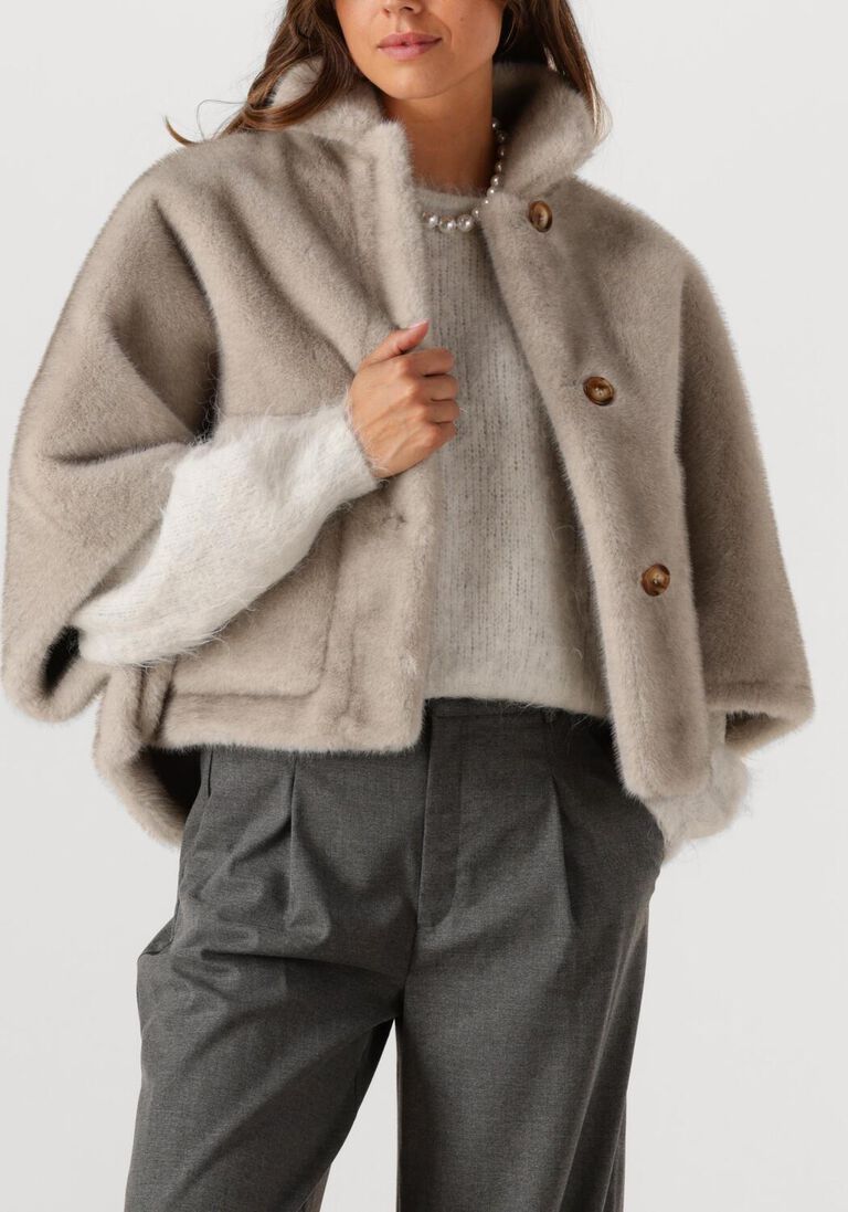taupe alter ego faux fur jas lena