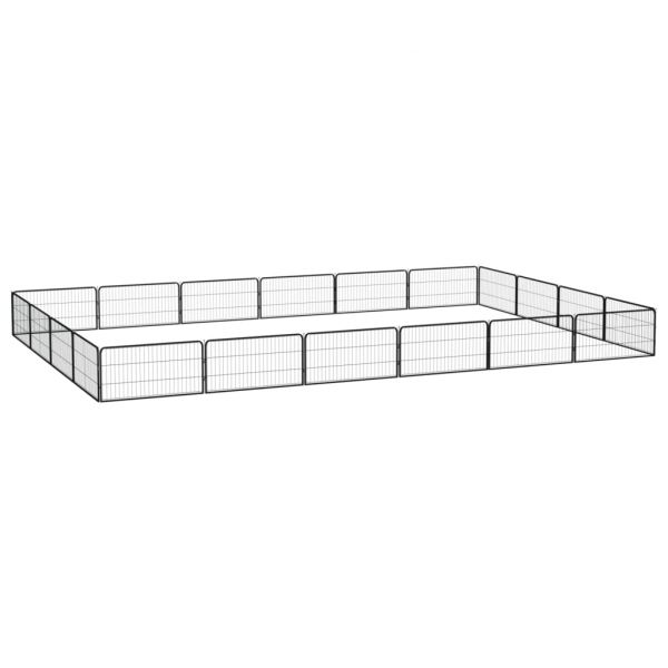 Parque Cães com 20 Painéis 100x50 cm Aço Revestido a Pó Preto - 3115970 - 3115970