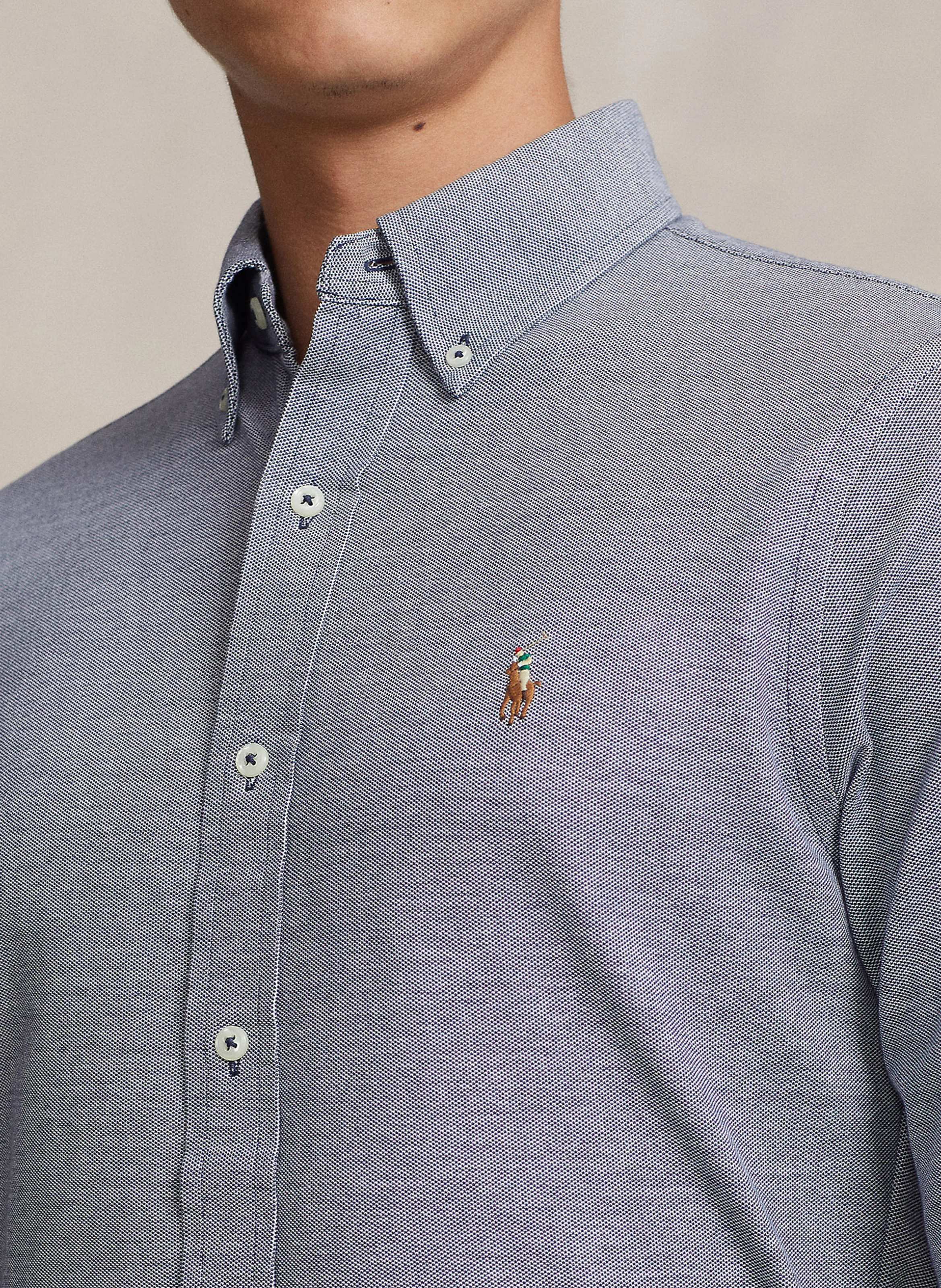 Chemise droite col classique en coton | Bleu