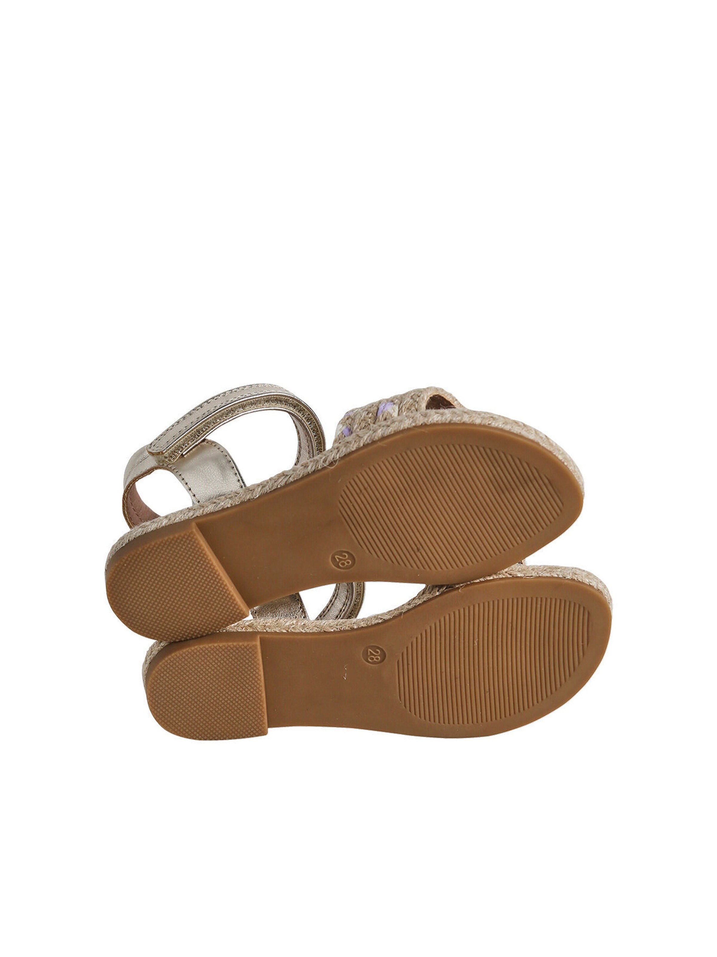 Vertbaudet Kinder Klett-Sandalen mit Anziehtrick beige bedruckt